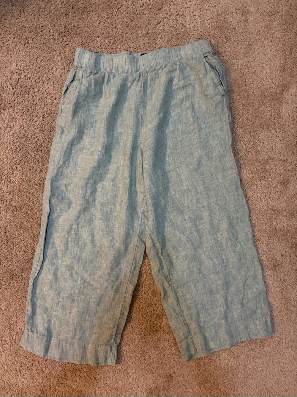 Bahari Seafoam Cropped Linen Pants